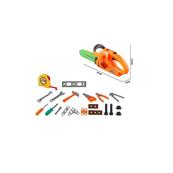 Set de Scule „Micul Tâmplar” cu Drujbă Electrică Interactivă, Cască de Protecție și Accesorii