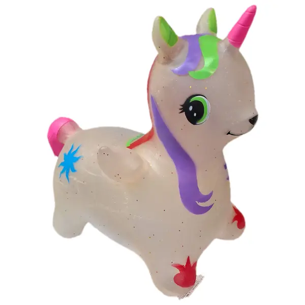 Jucărie Unicorn Gonflabil Muzical pentru Sărit, Material Rezistent cu Sclipici, Design Multicolor