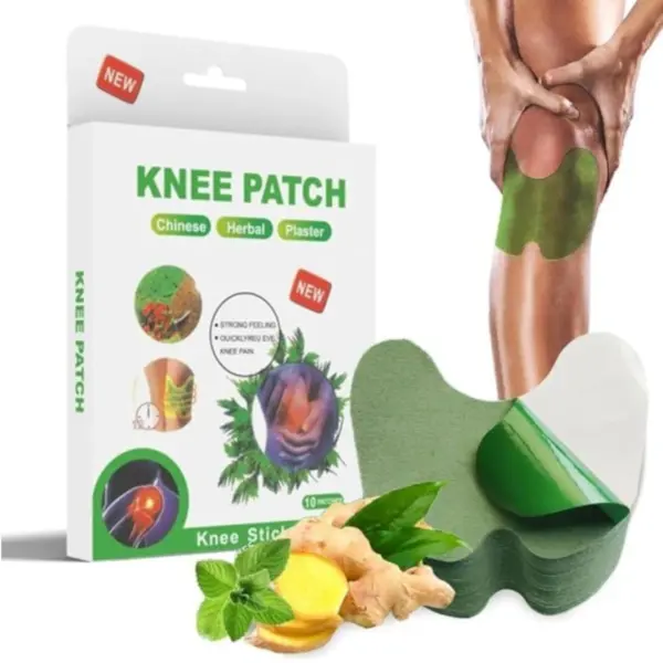 Plasturi pentru Dureri Genunchi Herbal Knee Patch, Set 9 Bucăți, Model Clasic, Efect Calmante și Antiinflamator