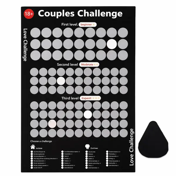 Joc Răzuibil pentru Cupluri Couples Challenge, Model Romantic Scratch Off, Format Poster A3