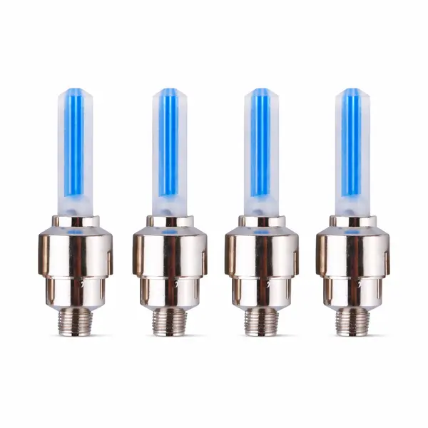Capace Valve LED Auto Universal, Model Luminos Albastru, Set 4 Bucăți, Compatibil Auto/Moto/Bicicletă