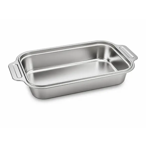 Tavă de copt dreptunghiulară din inox, 30 x 20 x 6.5 cm, cu mânere laterale