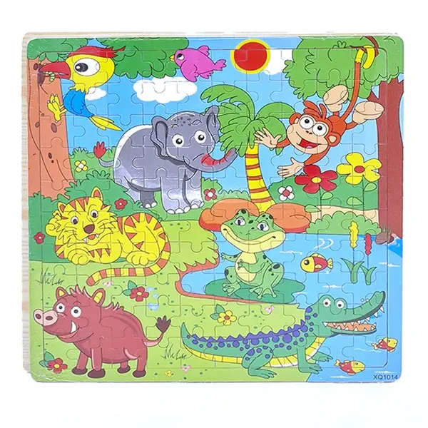 Puzzle Clasic din Lemn pentru Copii, Model Lacul din Pădure cu 100 Piese, Joc Educativ și Creativ de Îndemânare