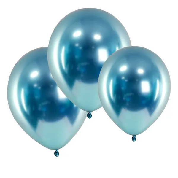 Set 10 Baloane din Latex Rotunde, Culoare Albastru Metalizat Premium, Accesorii pentru Decor Petreceri și Aniversări