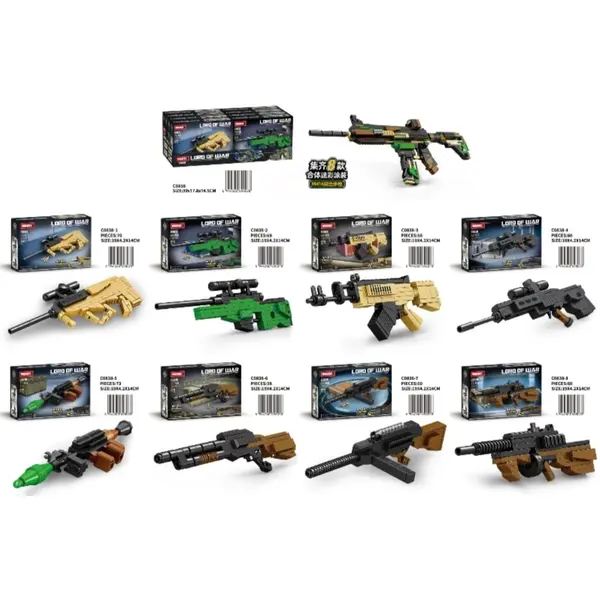 Set de Construcție Arme Militare în Miniatură Tip Lego, Colecția Armata cu Detalii Realiste și Modele Diferite Interconectabile
