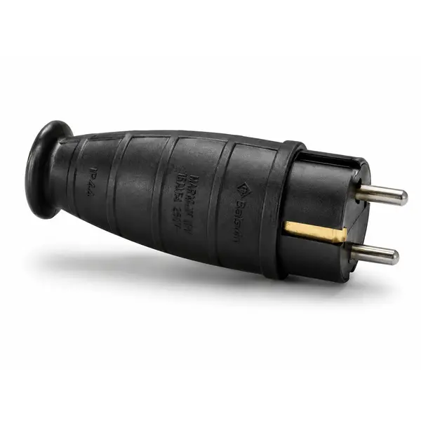 Ștecher Schuko Balswin, Profesional, din Cauciuc, 16A, 250V, Grad de Protecție IP44, Negru