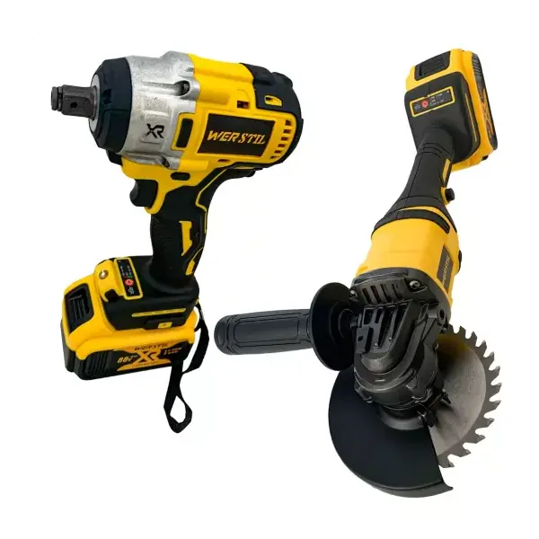 Trusă Werstil – Mașină de înșurubat 320 Nm & Polizor unghiular, 2 acumulatori 48V 5Ah