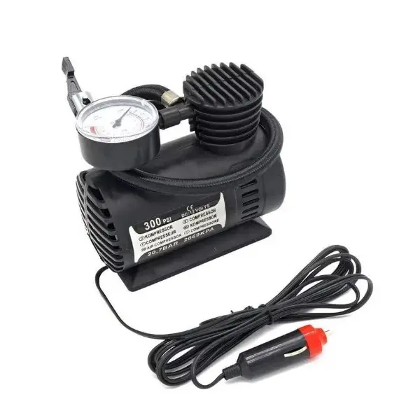 Mini Compresor Auto Portabil 12V cu Manometru, 300 PSI, pentru Anvelope, Biciclete și Mingi