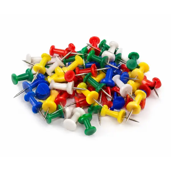 Set Pioneze Multicolore de Birou, din Plastic și Metal, Lungime 2 cm