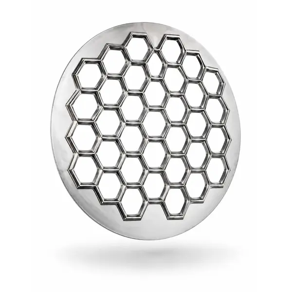 Formă Pelmeni și Colțunași tip Manti, Aluminiu Alimentar, 37 Celule Hexagonale, Diametru 28 cm
