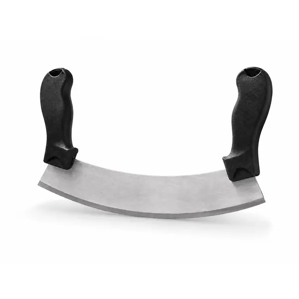 Cuțit Semilună Mezzaluna pentru Usturoi, Verdețuri și Legume, Lamă Inox 25.5 cm, Mânere Ergonomice Antiderapante
