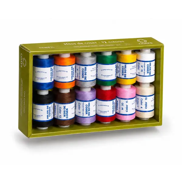 Set 12 Papiote Ață de Cusut, 100% Poliester, 850m/papiotă, multicolor