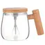 Cană electrică cu amestecare automată 400 ml din sticlă cu capac din lemn și încărcare USB