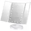 Oglindă cosmetică triplă cu LED și mărire 2X 3X 10X, ecran tactil, alimentare USB și baterii, rotație 180°