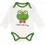 Body bebeluși din bumbac alb Little Cute Frog cu mânecă lungă, 3–6 luni