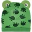 Căciuliță bebeluși cu urechi model Frog din bumbac verde, 3–6 luni