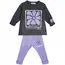 Compleu fete subțire 2 piese cu bluză gri antracit și pantaloni lila, set 6 bucăți, 3–10 ani