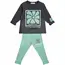 Compleu fete subțire 2 piese cu bluză gri antracit și pantaloni verde mentă, set 6 bucăți, 3–10 ani
