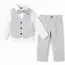 Costum elegant băiat gri 4 piese 5–8 ani set complet