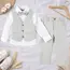 Vestă și cămașă costum elegant băiat gri-bej set 4 piese