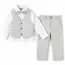 Costum elegant băiat gri-bej 4 piese 5–8 ani set complet