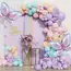 Set arcadă baloane aniversare pastel cu fluturași decorativi