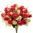 Buchet de Trandafiri Artificiali cu 5 Capete, Mix de Culori Crem-Roșu, Înălțime 35 cm