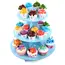 Suport pentru cupcake pentru prăjituri, 3 niveluri, rotund, din carton, modele colorate