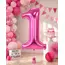 Balon din folie de aluminiu, Cifra 1, Roz metalizat, înălțime 81 cm (32 inch)