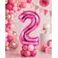 Balon din folie de aluminiu, Cifra 2, Roz metalizat, înălțime 81 cm (32 inch)