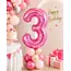 Balon din folie de aluminiu, Cifra 3, Roz metalizat, înălțime 81 cm (32 inch)
