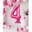Balon din folie de aluminiu, Cifra 4, Roz metalizat, înălțime 81 cm (32 inch)