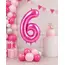 Balon din folie de aluminiu, Cifra 6, Roz metalizat, înălțime 81 cm (32 inch)