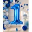Balon din folie de aluminiu, Cifra 1, Albastru, înălțime 81 cm (32 inch)