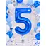 Balon din folie de aluminiu, Cifra 5, Albastru, înălțime 81 cm (32 inch)