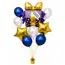 Buchet de Baloane Aniversare "Happy Birthday" – Set Cadou cu Balon Cadou Mov, Aurii și Albastre