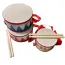 Tobă de Jucărie pentru Copii cu Model Geometric, Set Instrument Muzical de Percuție cu 2 Bețe și Curea Ajustabilă