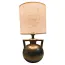 Veioză Amforă Ceramică, Bronz Metalic, Abajur Textil Crem, H31cm
