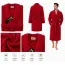 Set Complet Baie: 1 Halat Velur Mărime L/XL și 2 Prosoape, Roșu