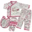 Set 4 Serii Compleu Pentru Bebeluși 5 Piese Bumbac 100% Cu Model Imprimat Roz Mărimi 22-24