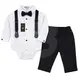 Costum bebeluși băiat bleumarin 3 piese pantaloni body și bretele