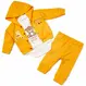 Compleu băieți din bumbac subțire Teddy Bear galben muștar body hanorac pantaloni
