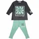 Compleu fete subțire 2 piese cu bluză gri antracit și pantaloni verde mentă, set 6 bucăți, 3–10 ani