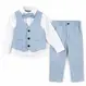 Costum elegant băiat gri-albăstrui 4 piese 5–8 ani set complet