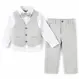Costum elegant băiat gri-bej 4 piese 5–8 ani set complet