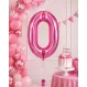 Balon din folie de aluminiu, Cifra 0, Roz metalizat, înălțime 81 cm (32 inch)