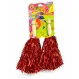 Pompone Majorete „Cheering Squad”, Set de 2 Bucăți, Accesorii Petrecere, Roșu Metalizat