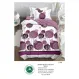 Lenjerie de Pat Single din Finet cu Elastic Pucioasa, 4 Piese, Imprimeu Floral Geometric Mov, Model S-56