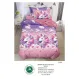 Lenjerie de Pat Single din Finet cu Elastic Pucioasa, 4 Piese, Imprimeu Unicorn și Curcubeu Roz-Mov, Model S-32