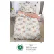 Lenjerie de Pat Single din Finet cu Elastic Pucioasa, 4 Piese, Imprimeu Trandafiri Roz și Piersică, Model S-61